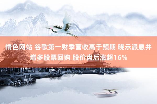 情色网站 谷歌第一财季营收高于预期 晓示派息并增多股票回购 股价盘后涨超16%