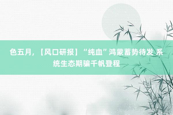 色五月， 【风口研报】“纯血”鸿蒙蓄势待发 系统生态期骗千帆登程