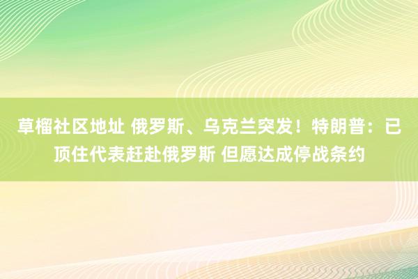 草榴社区地址 俄罗斯、乌克兰突发！特朗普：已顶住代表赶赴俄罗斯 但愿达成停战条约